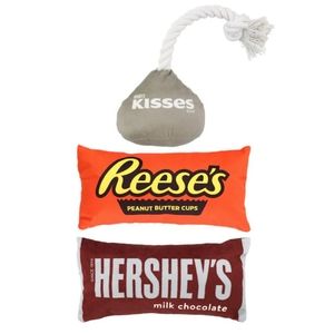 NEW!~ Set of 3 Hershey's Plush Dog Toys, Crinkly & Squeaky! 🐶🥰🐕